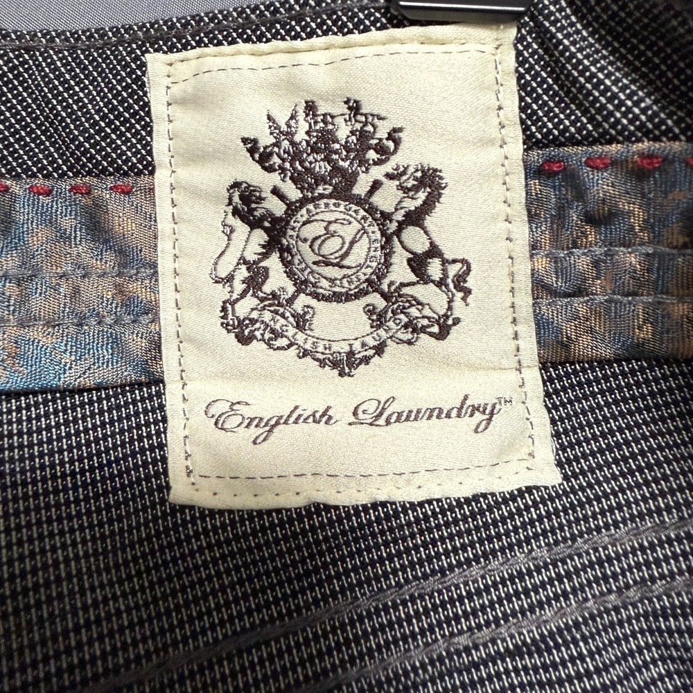 English Laundry Brixton Pants Men 36x30 Gray Textured Micro Check Dark Academia - Picture 5 of 16